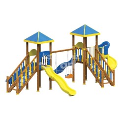 KAP 08 İki Kuleli Ahşap Seri Oyun Parkı