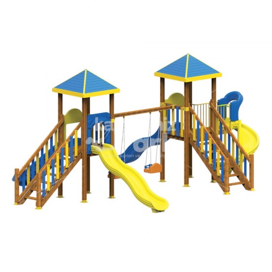 KAP 08 İki Kuleli Ahşap Seri Oyun Parkı