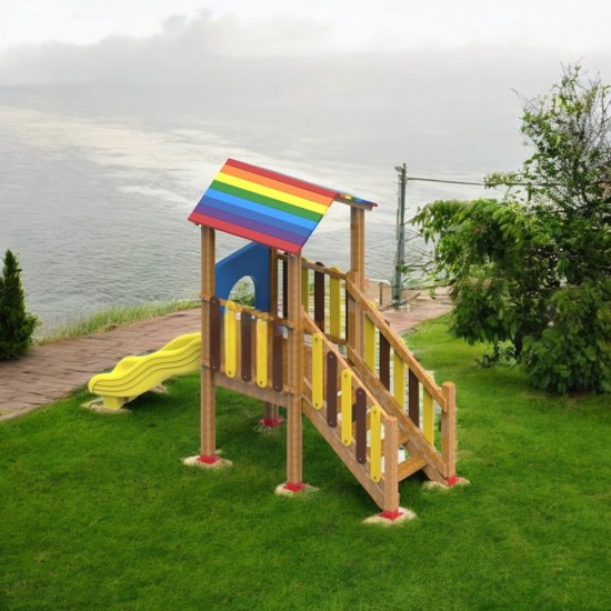 Tek Kaydıraklı Ekonomik Seri Ahşap Oyun Parkı