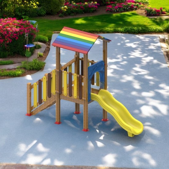 Tek Kaydıraklı Ekonomik Seri Ahşap Oyun Parkı