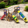 Üç Kaydıraklı İki Kuleli Ahşap Seri Oyun Parkı